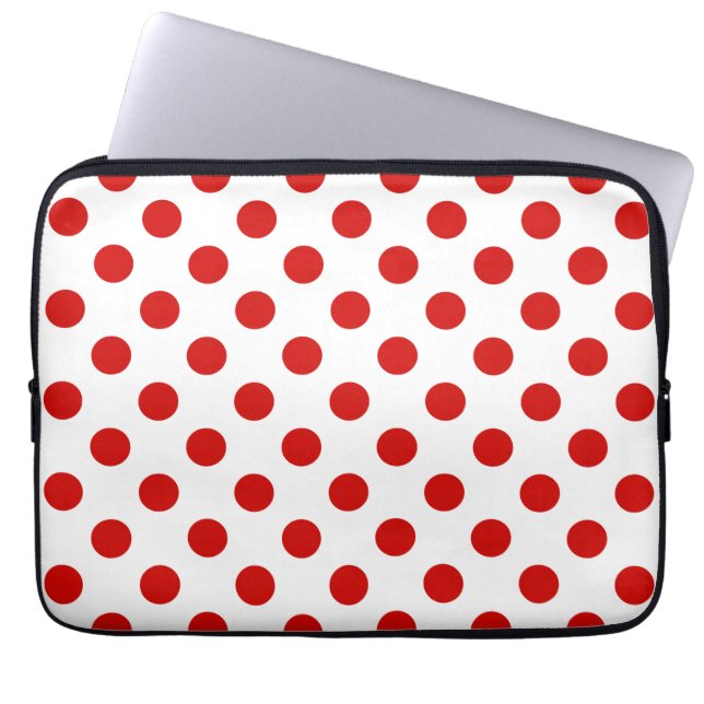 Housse Pour Ordinateur Portable Pois rouges et blancs (Devant)