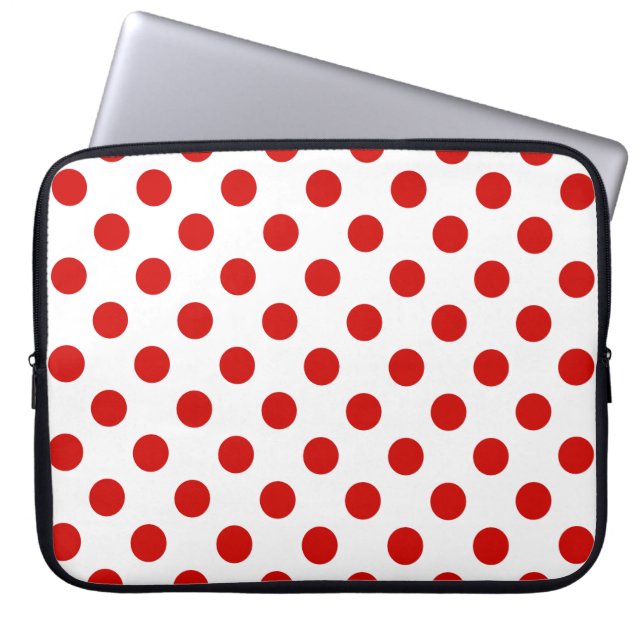 Housse Pour Ordinateur Portable Pois rouges et blancs (Devant)