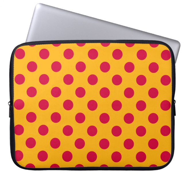 Housse Pour Ordinateur Portable Pois rouges sur jaune (Devant)