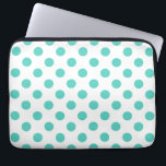 Housse Pour Ordinateur Portable Pois turquoise<br><div class="desc">Pois turquoise sur arrière - plan blanc</div>