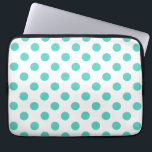 Housse Pour Ordinateur Portable Pois turquoise<br><div class="desc">Pois turquoise sur arrière - plan blanc</div>