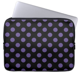 Housse Pour Ordinateur Portable Pois ultra violets en noir