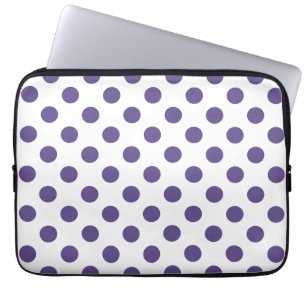 Housse Pour Ordinateur Portable Pois ultra violets sur blanc