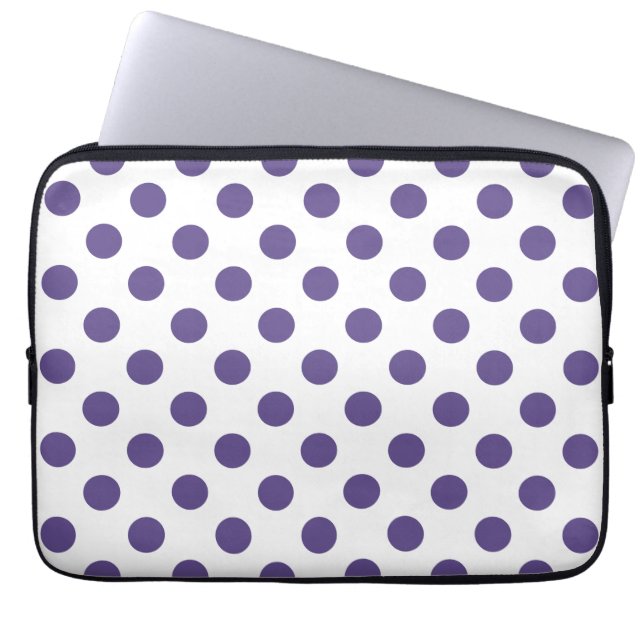 Housse Pour Ordinateur Portable Pois ultra violets sur blanc (Devant)