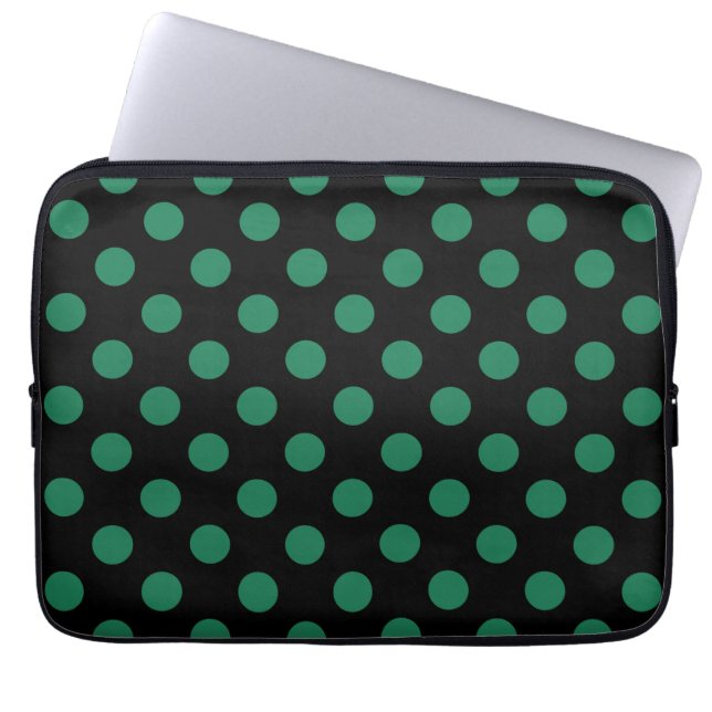 Housse Pour Ordinateur Portable Pois vert et noir (Devant)