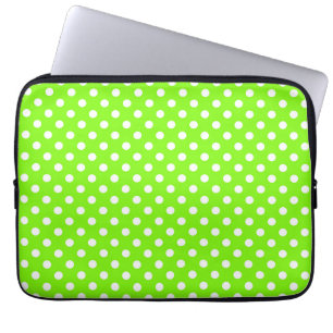 Housse Pour Ordinateur Portable pois verts, blancs et verts
