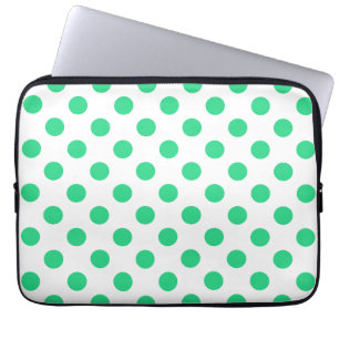 Housse Pour Ordinateur Portable Pois verts et blancs