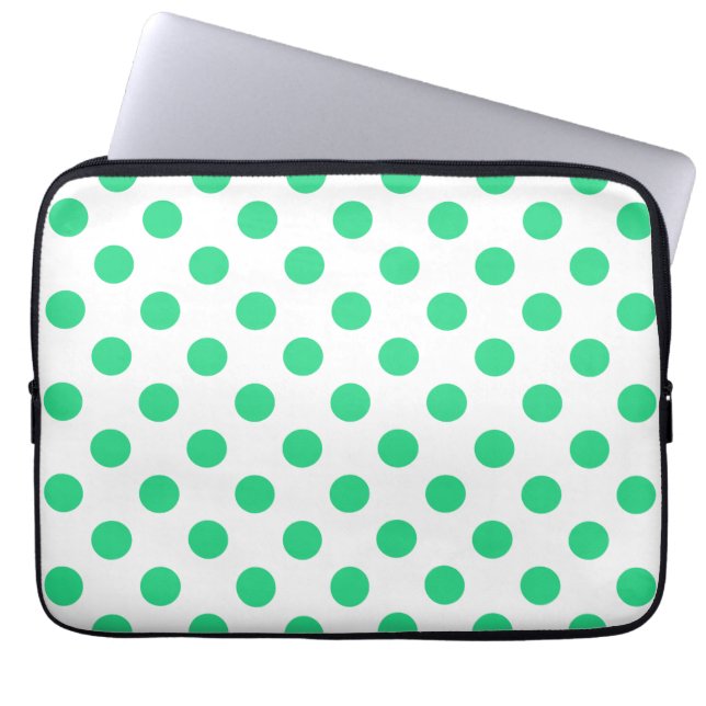 Housse Pour Ordinateur Portable Pois verts et blancs (Devant)