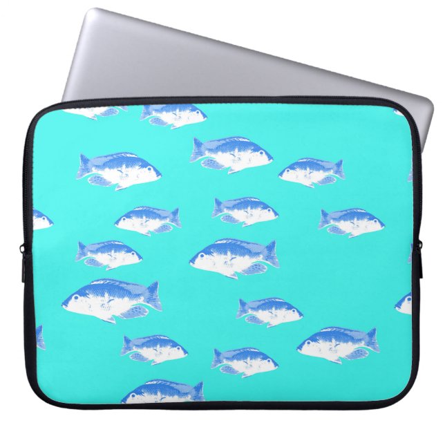 Housse Pour Ordinateur Portable Poisson bleu turquoise (Devant)