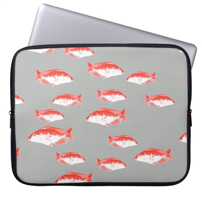 Housse Pour Ordinateur Portable Poisson rouge et gris (Devant)