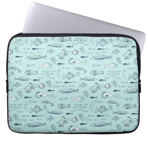 Housse Pour Ordinateur Portable Poissons bleus