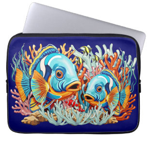 Housse Pour Ordinateur Portable Poissons Tropicaux Vives Couleurs d'Été