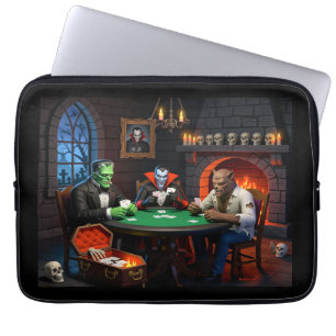 HOUSSE POUR ORDINATEUR PORTABLE POKER DE DRACULA ET DU MONSTRE D'HALLOWEEN DE FRAN