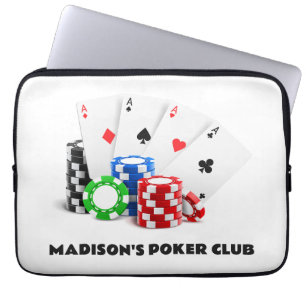 Housse Pour Ordinateur Portable Poker texte personnalisé / Casino