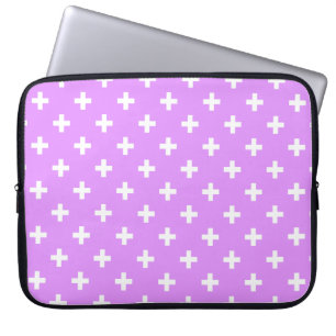 Housse Pour Ordinateur Portable Polka blanche croise sur lilas