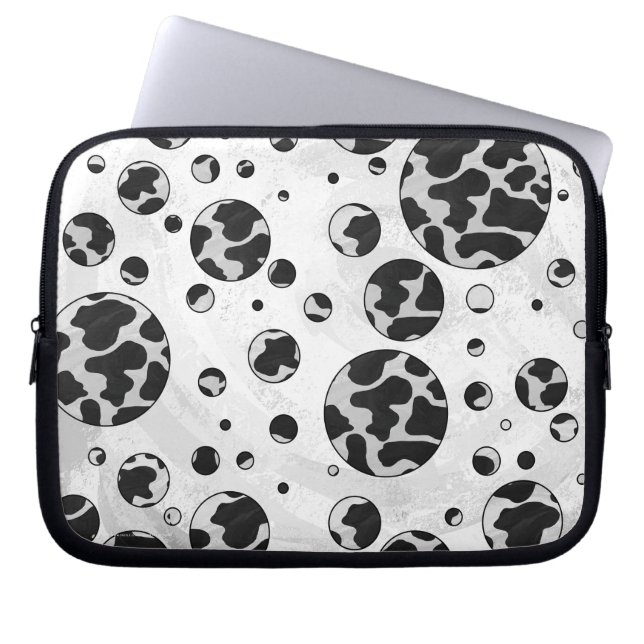 Housse Pour Ordinateur Portable Polka Dot Vache noir et blanc (Devant)