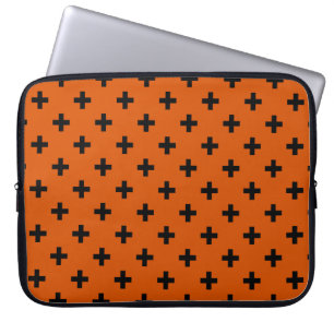 Housse Pour Ordinateur Portable Polka noire croise sur orange