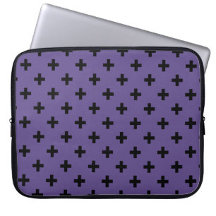 Housse Pour Ordinateur Portable Polka noire croise sur ultra violet