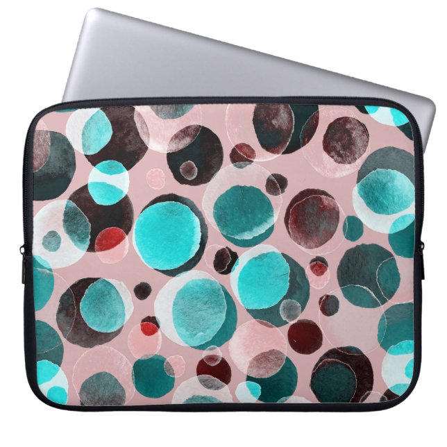 Housse Pour Ordinateur Portable Polka point aquarelle, motif abstrait. (Devant)