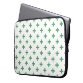 Housse Pour Ordinateur Portable Polka verte croise sur blanc (devant gauche)