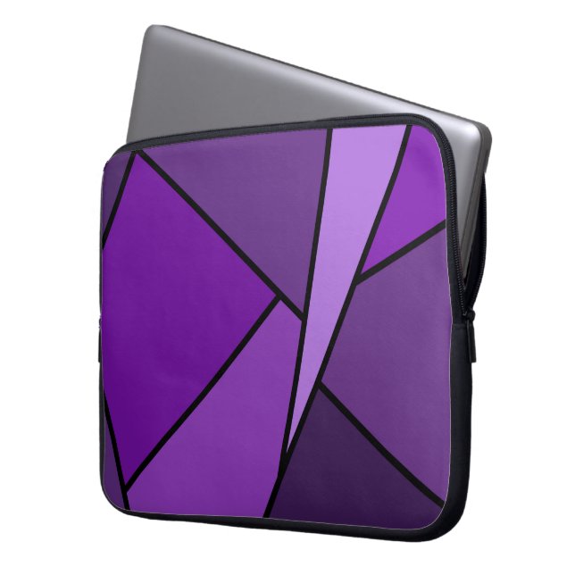 Housse Pour Ordinateur Portable Polygones violets Abstraits (devant gauche)