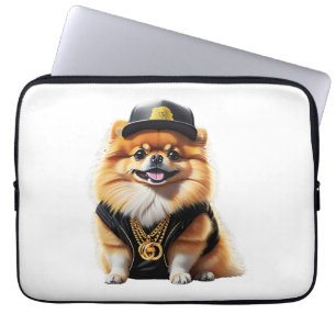 Housse Pour Ordinateur Portable Pomeranian gangsta - Chien avec swag hip hop