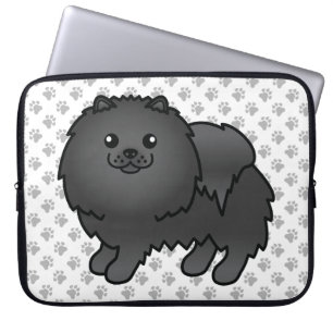 Housse Pour Ordinateur Portable Pomeranian noir Chien de dessin animé mignon & Pat