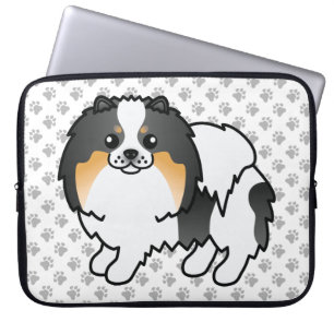 Housse Pour Ordinateur Portable Pomeranian Tricolore Blanc Chien de Dessin Animé M