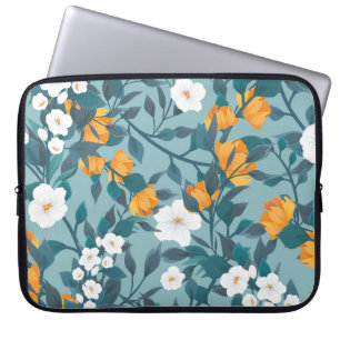 Housse Pour Ordinateur Portable Pomme Florale : Motif en floraison Motif.