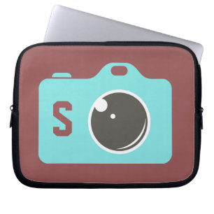 Housse Pour Ordinateur Portable Pop Art Blue Caméra Bourgogne Monogramme