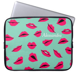 Housse Pour Ordinateur Portable Pop Art Hot Lèvres Rose Mint personnalisée