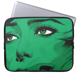 Housse Pour Ordinateur Portable Pop-Art Woman’s Face In Vivid Green