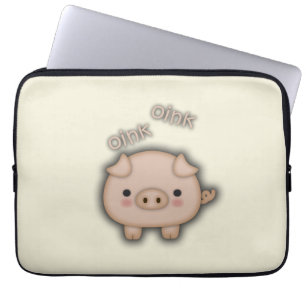 Housse Pour Ordinateur Portable Porc rose mignon krouik-krouik