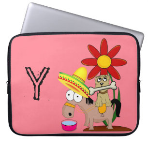 Housse Pour Ordinateur Portable Portable à manches mexicaine Chien Donkey Floral S