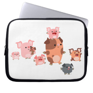 Housse Pour Ordinateur Portable Portable de la famille de cochon de dessin mignon