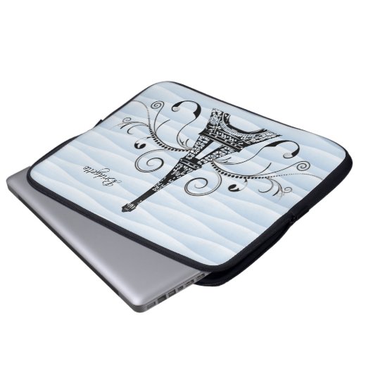 Housse Pour Ordinateur Portable Portable Flourissant Tour Eiffel Bleu (Devant bas)