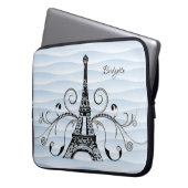 Housse Pour Ordinateur Portable Portable Flourissant Tour Eiffel Bleu (devant gauche)
