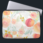 Housse Pour Ordinateur Portable Portable Motif de l'aquarelle Peach Florals<br><div class="desc">Eau Peach Florals Motif Portable Sleeve. Manche élégante pour ordinateur portable avec des illustrations aquarelles de pêches,  de fleurs et de feuillage. Lumineux et joyeux,  parfait pour tout le monde.</div>