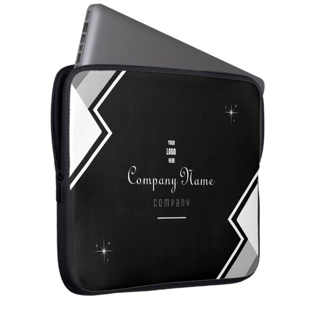 Housse Pour Ordinateur Portable Portable Personnalisé Noir Et Blanc Moderne (Devant droit)