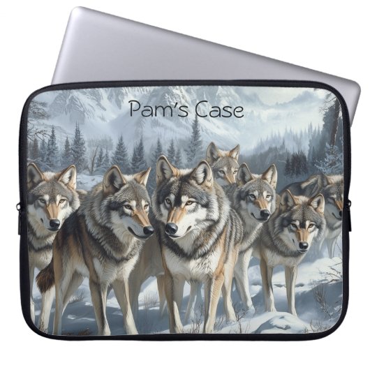 Housse Pour Ordinateur Portable Portable Wolf Pack personnalisable (Devant)