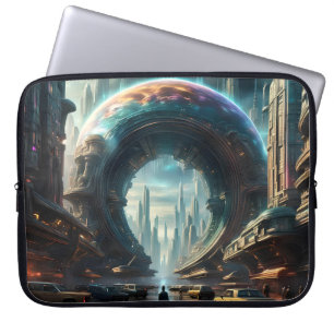 Housse Pour Ordinateur Portable Portail futuriste de la planète Alien avec Porte m