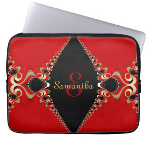 Housse Pour Ordinateur Portable Portefeuille Bohème Rouge Funky Gold