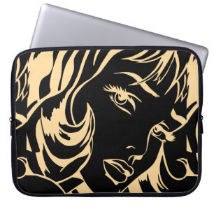 Housse Pour Ordinateur Portable Portrait de la fille aux cheveux rejetés
