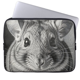 Housse Pour Ordinateur Portable Portrait Réaliste de Chinchilla au Crayon