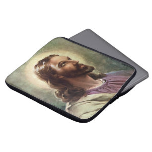 Housse Pour Ordinateur Portable Portrait religieux vintage de Jésus-Christ avec ha