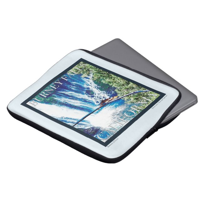Housse Pour Ordinateur Portable Poster de Burney Falls, CA (Devant haut)