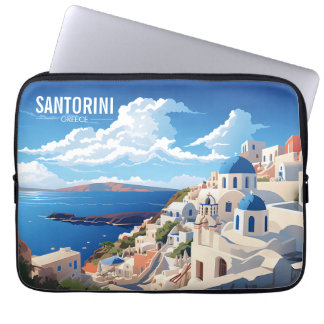 Housse Pour Ordinateur Portable Poster de voyage Santorini Grèce