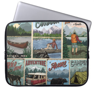 Housse Pour Ordinateur Portable Posters vintage de loisirs en plein air avec canoë