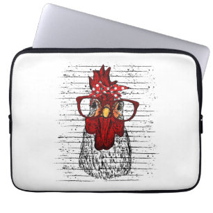Housse Pour Ordinateur Portable Poulet avec bandeau de bandana et lunettes mignonn