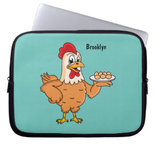 Housse Pour Ordinateur Portable Poulet avec oeufs sur plaque de dessin animé